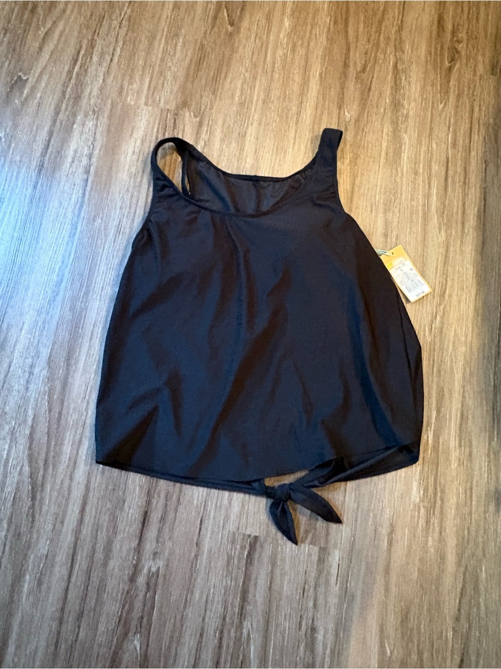 Women’s Black Front-Tie Swim Tank Top
